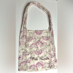Free People FP Reusable M Tote Crossbody Shoulder Pink/Cream Gauze Boho Bag